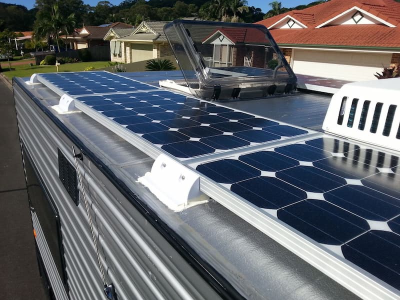 Solar Panels Caravanning On Clean Energy Blue Koala